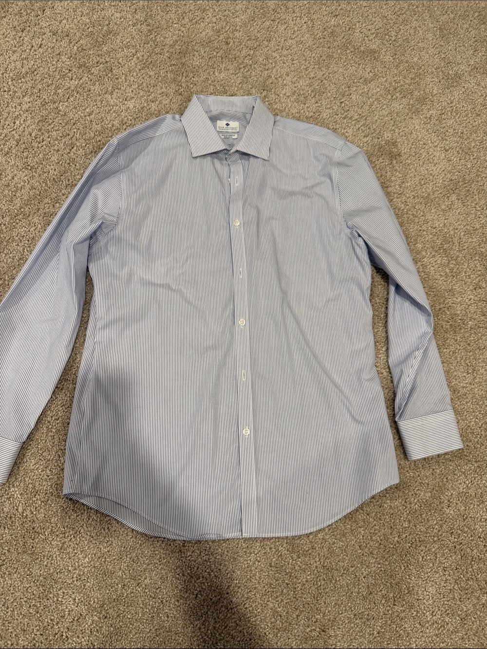 Ryan Seacrest Distinction Light Blue Pinstripe Dress Shirt